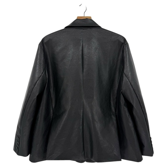 Urban Outfitters Jules Fuax Leather Oversized Blazer Jacket in Black Size S - Picture 2 of 11